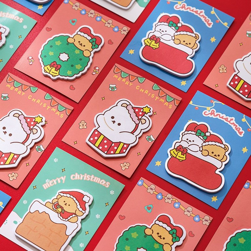 Custom Christmas Pattern Designs Printing Cartoon Pattern Notepads Postpaper Christmas Sticky Notes