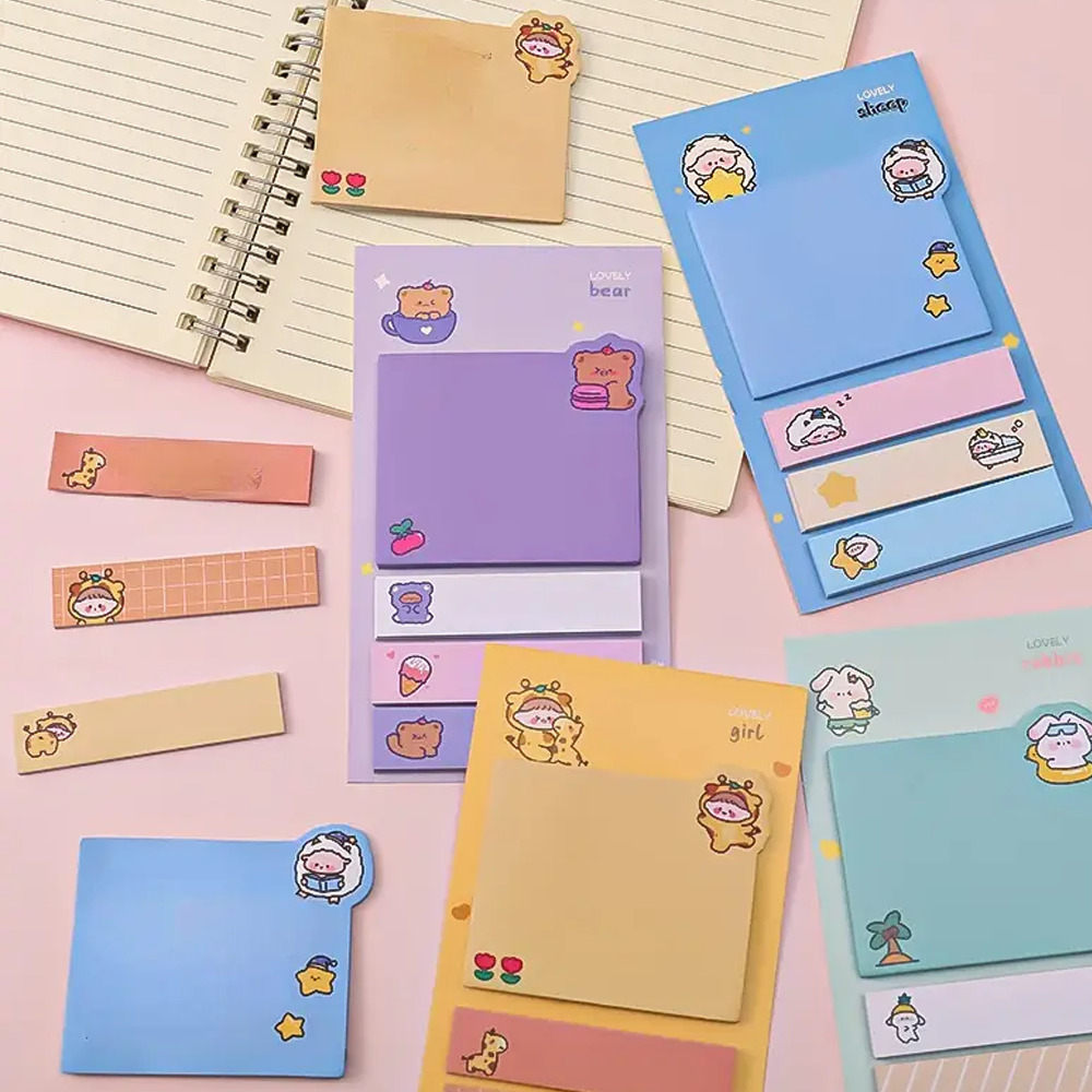 New Style Eco Friendly Unique Sticky Notes Paper Sticky Memo Notes Kawaii Memopad Sticky Note Sets With Printing Logo
