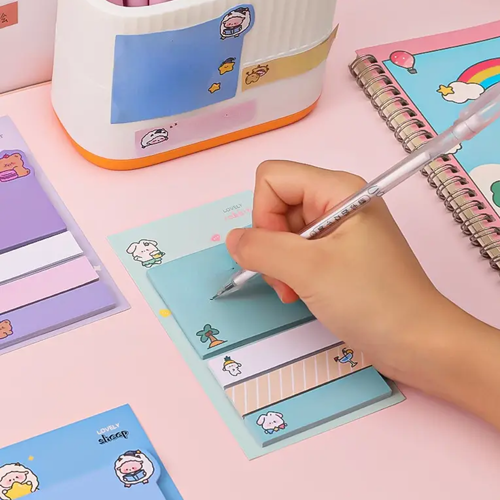 New Style Eco Friendly Unique Sticky Notes Paper Sticky Memo Notes Kawaii Memopad Sticky Note Sets With Printing Logo