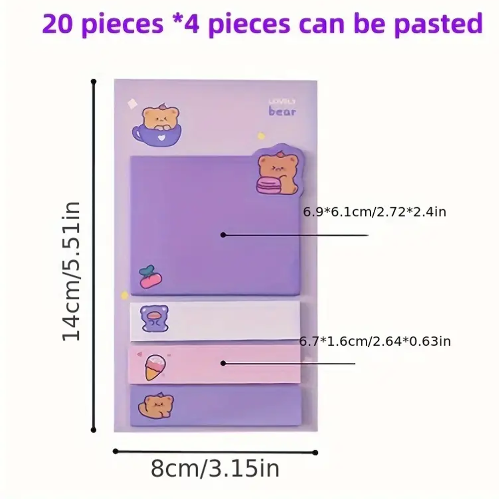 New Style Eco Friendly Unique Sticky Notes Paper Sticky Memo Notes Kawaii Memopad Sticky Note Sets With Printing Logo