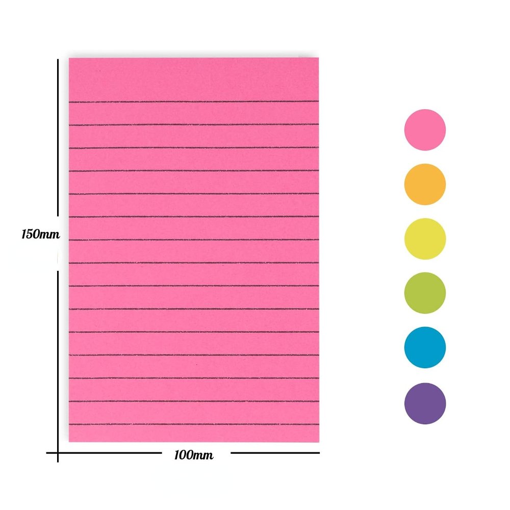 45 Sheets/pad 4X6 in Bright Ruled Post sticky Colorful Super Sticking Power Memo Pads Lined Sticky Notes