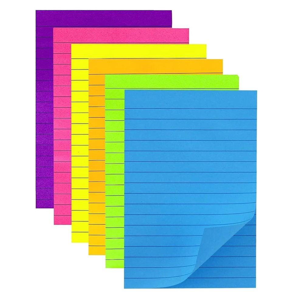 45 Sheets/pad 4X6 in Bright Ruled Post sticky Colorful Super Sticking Power Memo Pads Lined Sticky Notes