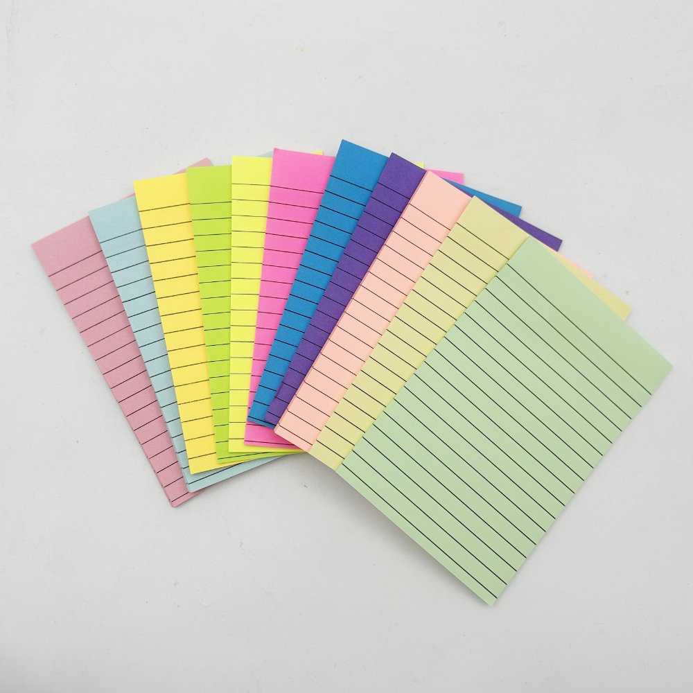 45 Sheets/pad 4X6 in Bright Ruled Post sticky Colorful Super Sticking Power Memo Pads Lined Sticky Notes