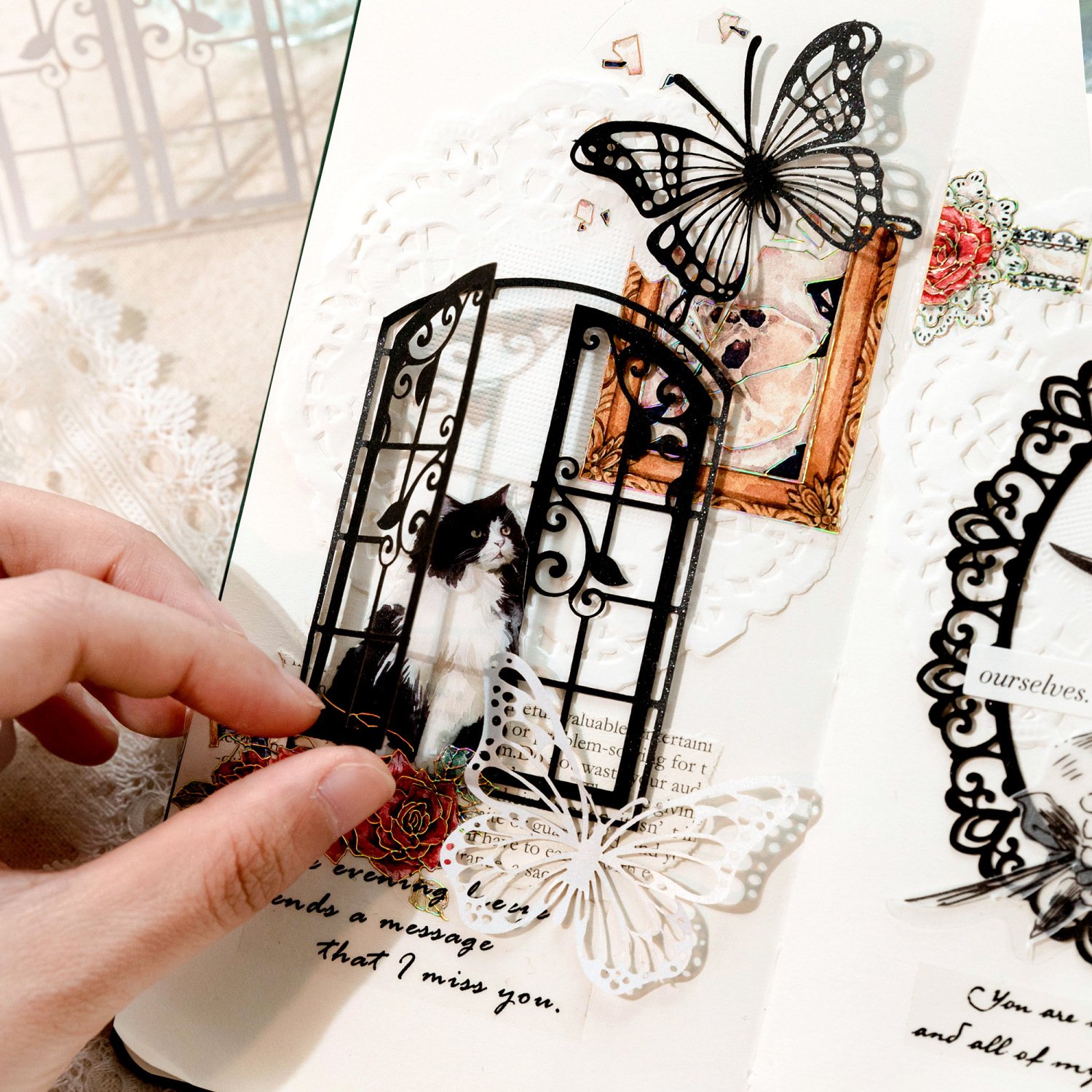 20pcs/pack Hollow-out Landscape Embossing Paper Embossing Series Light Retro Collage Notebook DIY Material 6 Models
