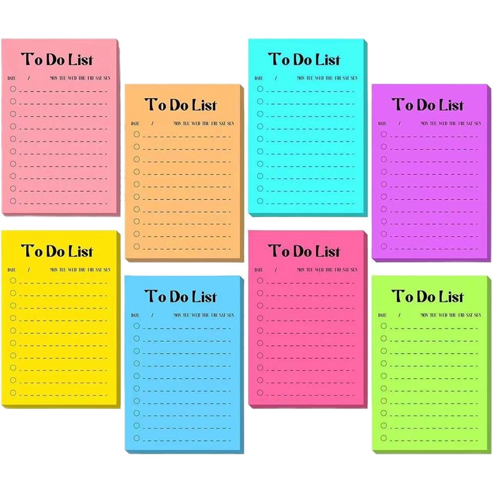Fluorescent paper Sticky Memo Notepad Custom logo To do List Shipping List Multi-color choices for Home School Office Use