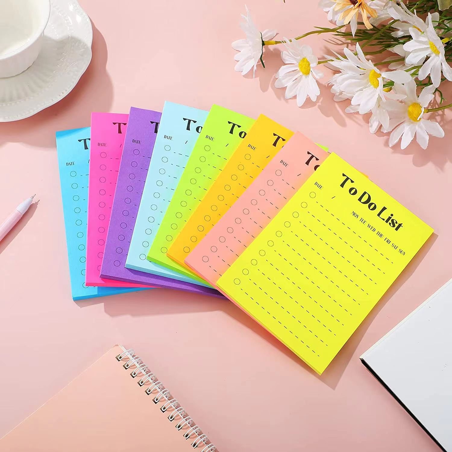 Fluorescent paper Sticky Memo Notepad Custom logo To do List Shipping List Multi-color choices for Home School Office Use