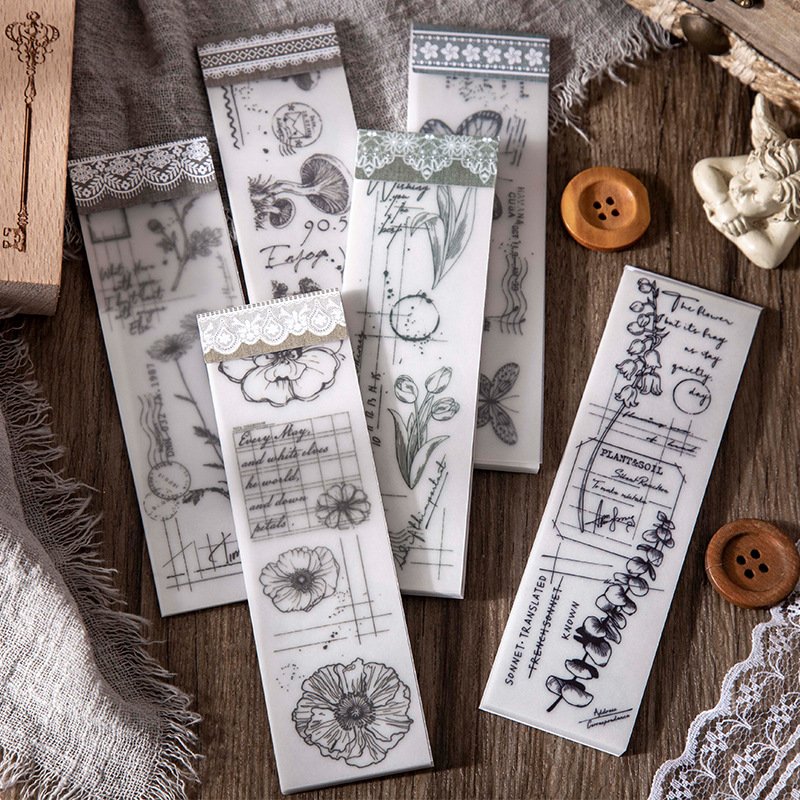 30pcs/pack Beautiful Day Light Retro Parchment Paper Material Book Flower Cluster Silk Series Plant Writing Notebook Note Paper