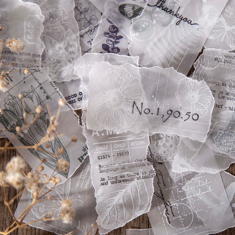 30pcs/pack Beautiful Day Light Retro Parchment Paper Material Book Flower Cluster Silk Series Plant Writing Notebook Note Paper