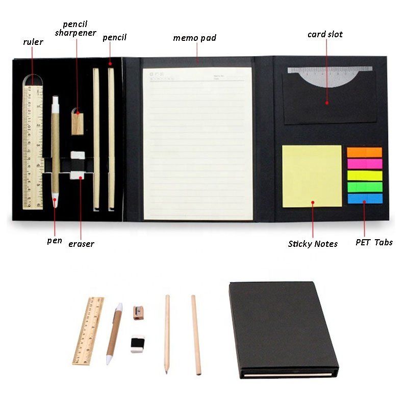 Eco Friendly Stationary, Luxury Memo Pad Set,196 Pieces Sticky Note Pads with Pen Ruler Tabs