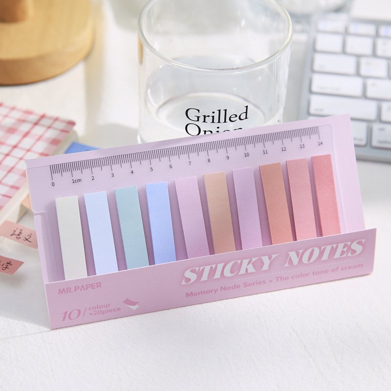 Morandi waterproof and environmentally friendly PET sticky note rule loose leaf installed N index stickers office teaching