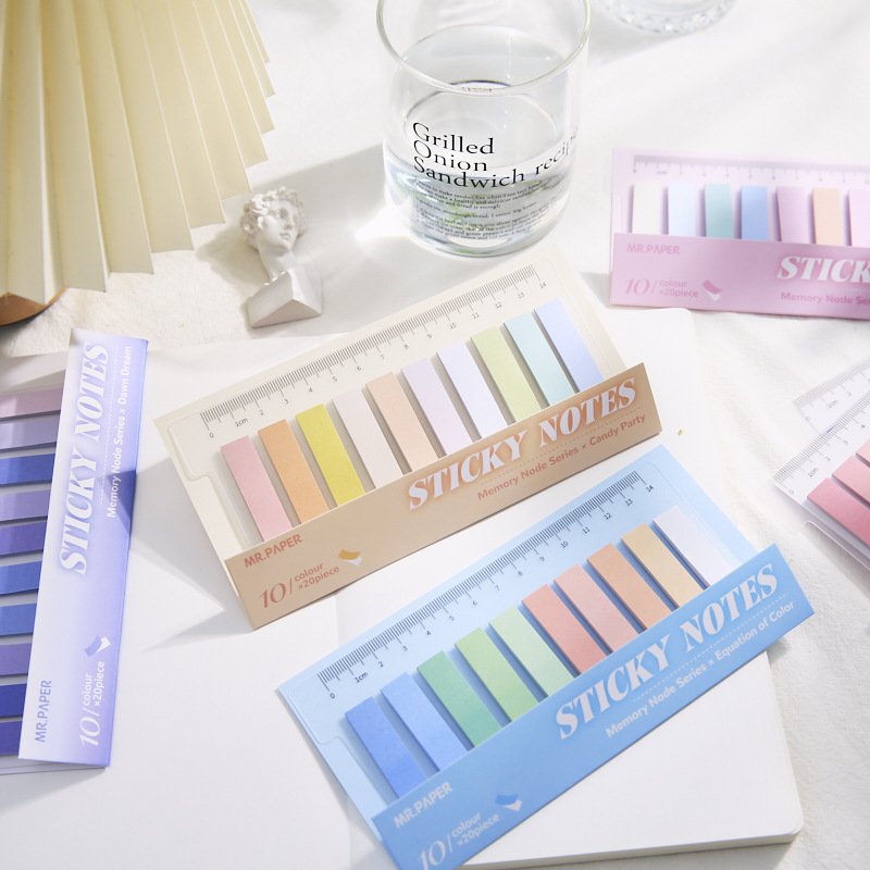 Morandi waterproof and environmentally friendly PET sticky note rule loose leaf installed N index stickers office teaching