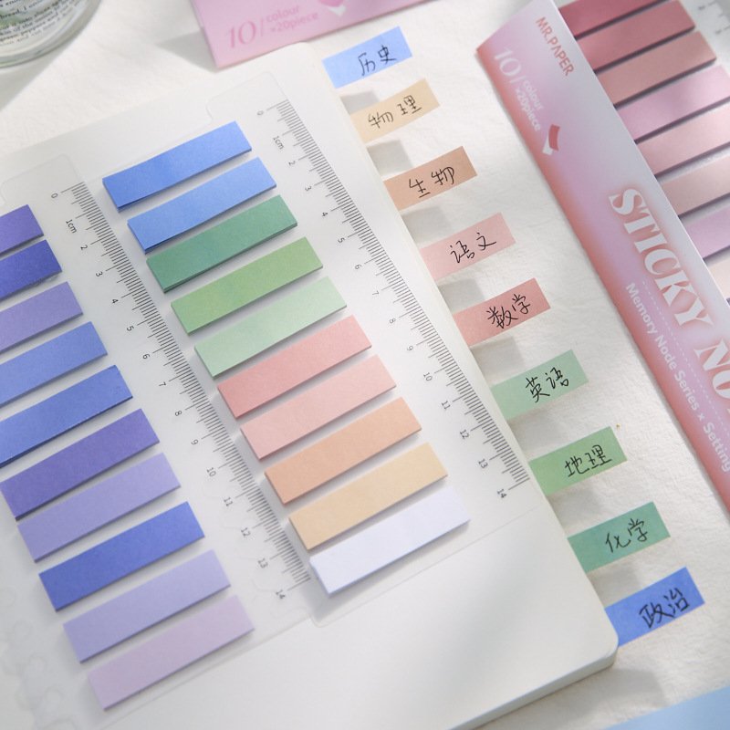 Morandi waterproof and environmentally friendly PET sticky note rule loose leaf installed N index stickers office teaching