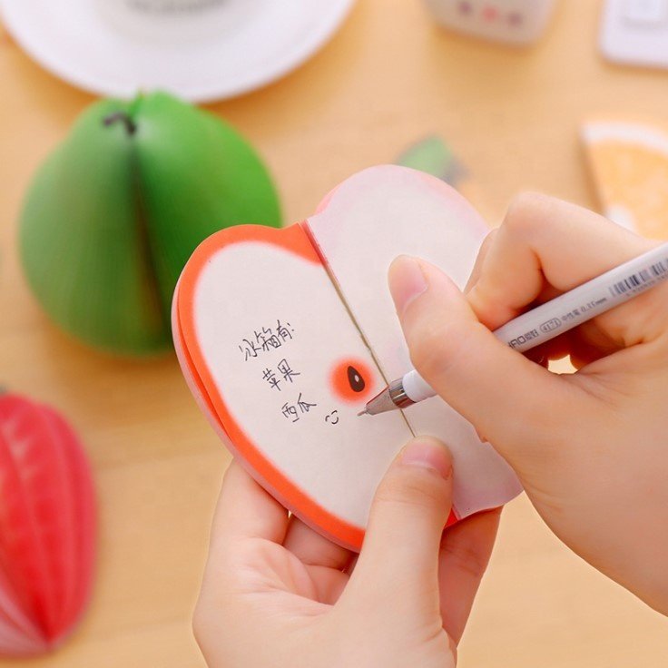 Wholesale School Supplies Cute Die Cut 3D Fruit Shaped Sticky Notes Memo Pad