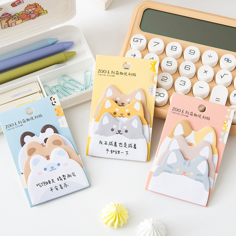 School stationery supply custom creative cartoon cute dog sticky notes for kids