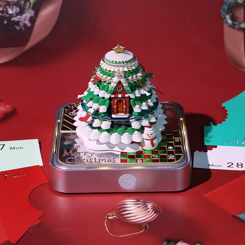 3D Christmas Tree House Calendar Memo Pad Luxury Calendar Paper Carving Desktop Sculpture Daily Tear Off Magical Calendar
