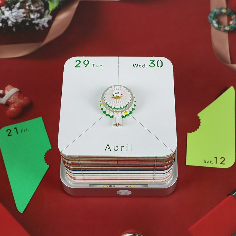 3D Christmas Tree House Calendar Memo Pad Luxury Calendar Paper Carving Desktop Sculpture Daily Tear Off Magical Calendar