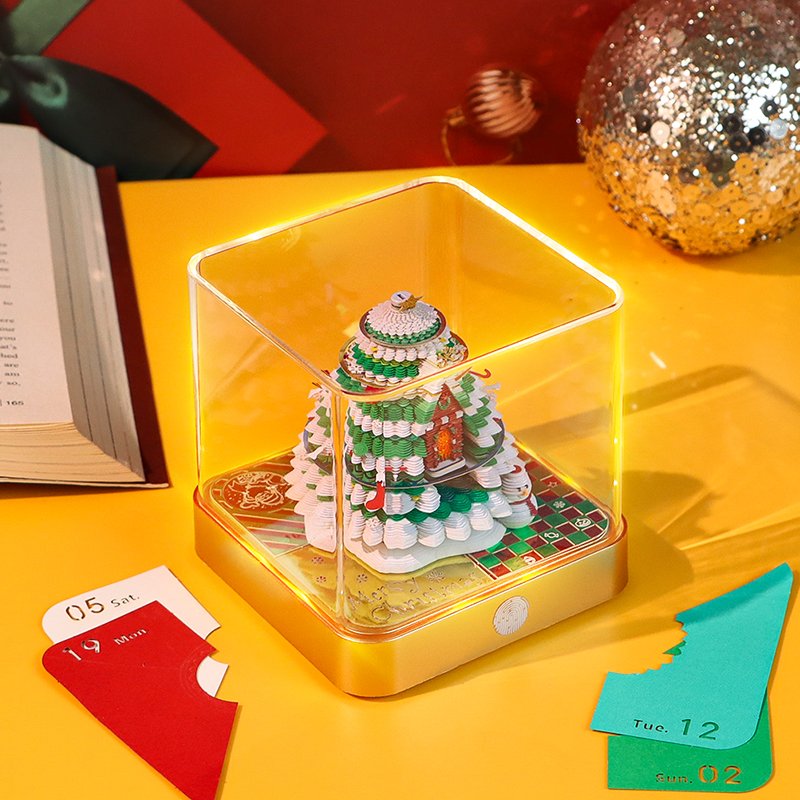 3D Christmas Tree House Calendar Memo Pad Luxury Calendar Paper Carving Desktop Sculpture Daily Tear Off Magical Calendar