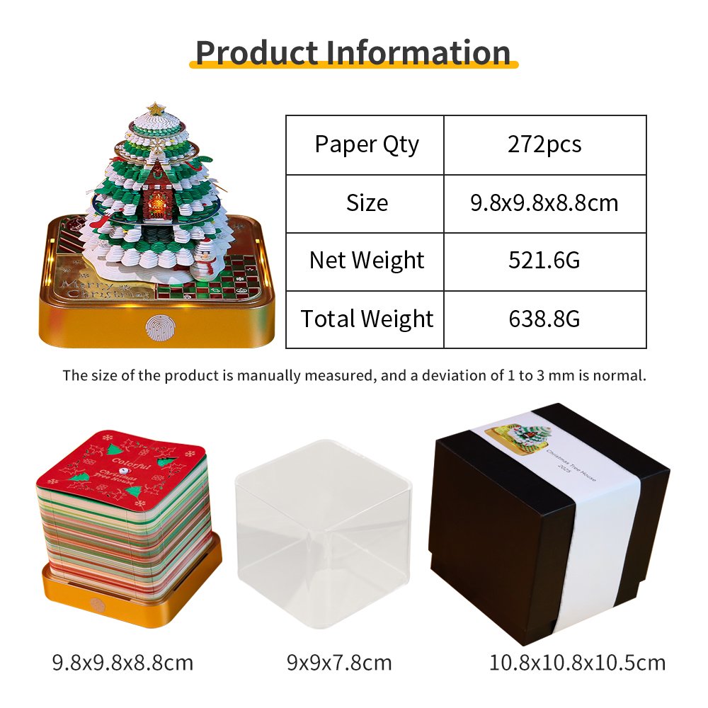3D Christmas Tree House Calendar Memo Pad Luxury Calendar Paper Carving Desktop Sculpture Daily Tear Off Magical Calendar