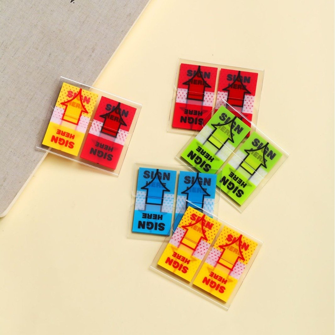 Fluorescent SIGN HERE sticky note Waterproof PET N index sticker Office office student environmental stationery customization
