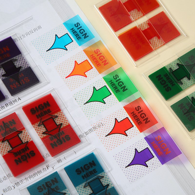 Fluorescent SIGN HERE sticky note Waterproof PET N index sticker Office office student environmental stationery customization