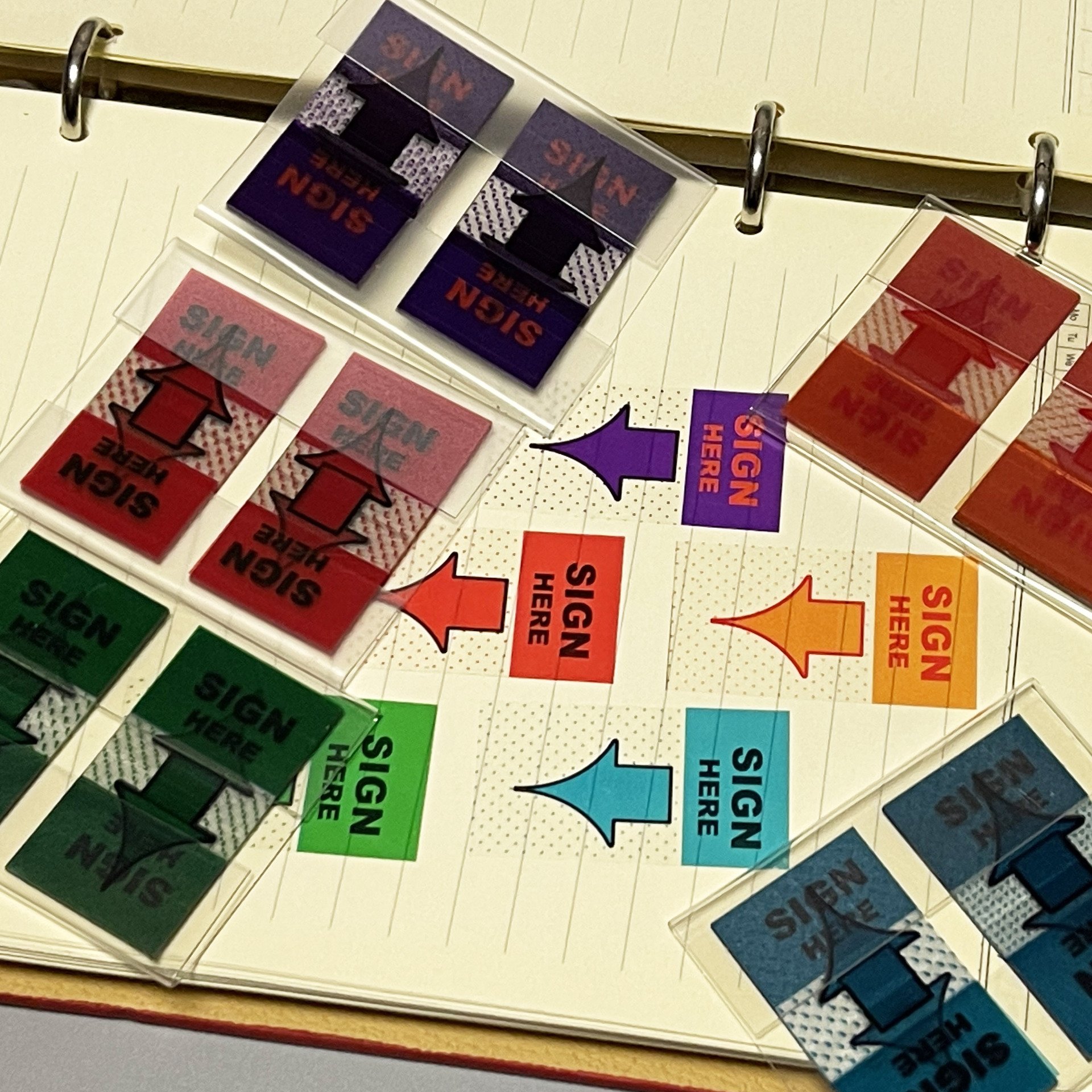 Fluorescent SIGN HERE sticky note Waterproof PET N index sticker Office office student environmental stationery customization