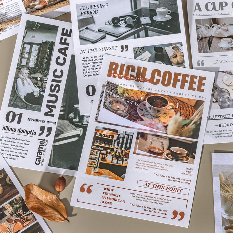 20 Pieces/Pack Coffee Theme Material Book My Coffee Magazine Series Decorative Stickers