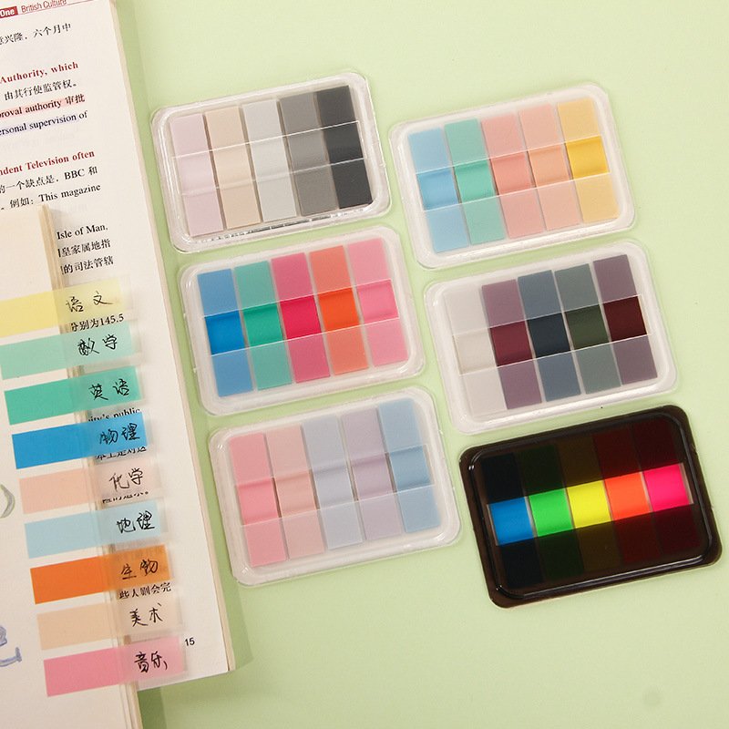 Color fluorescent sticky note Translucent PET N times sticker office reading index sticker Environmental stationery custom