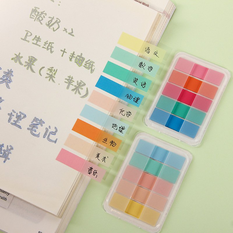 Color fluorescent sticky note Translucent PET N times sticker office reading index sticker Environmental stationery custom