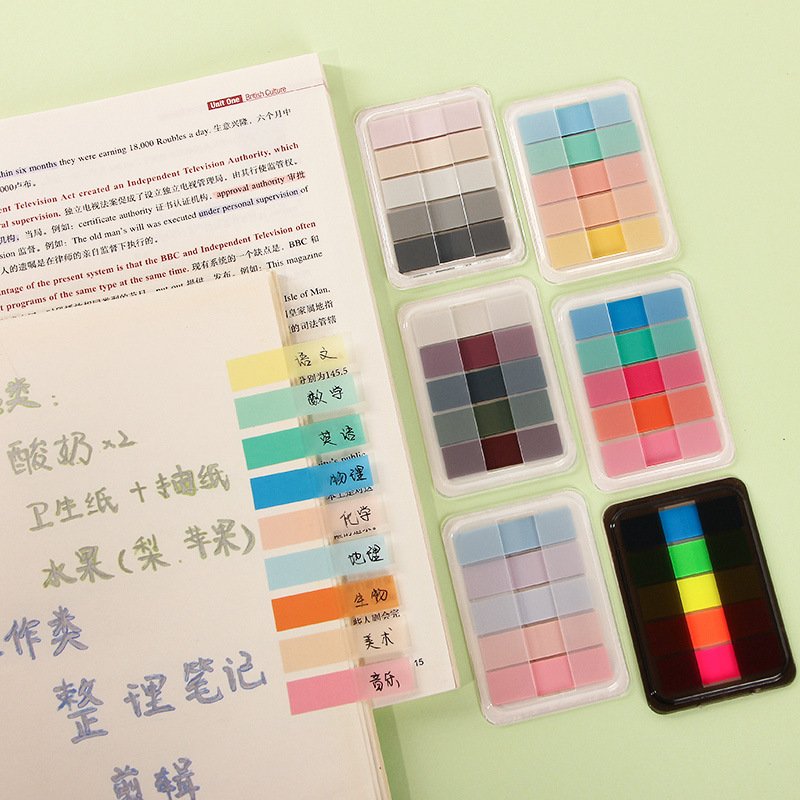 Color fluorescent sticky note Translucent PET N times sticker office reading index sticker Environmental stationery custom