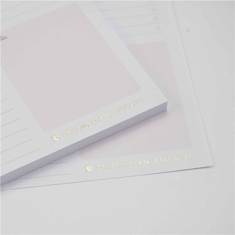 Custom Tear Notepaper Hot Foil Stamping Gold Pink Note Pad Paper