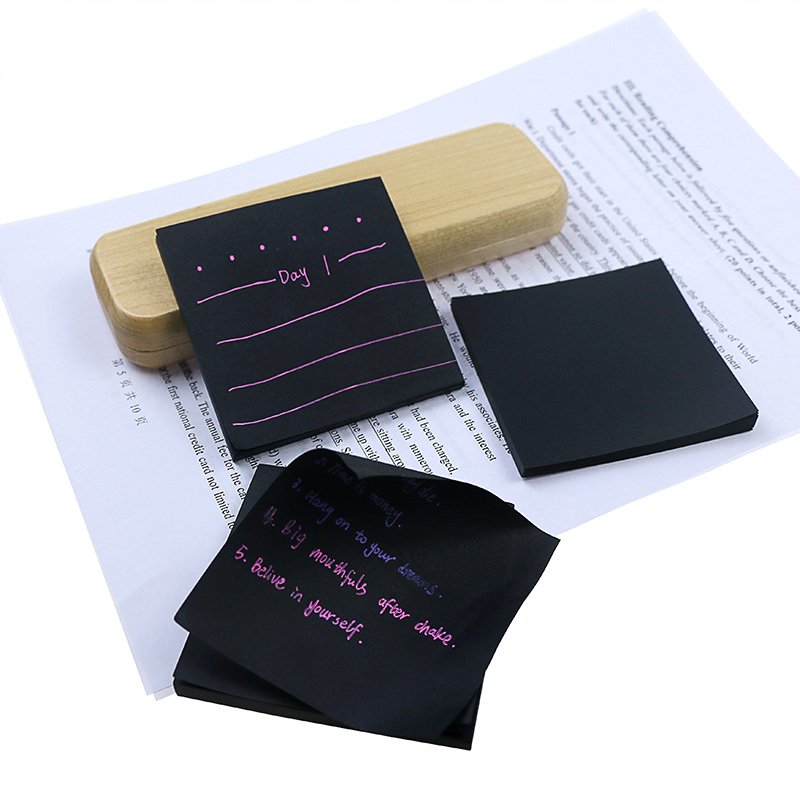BECOL New Simple Design Mini Notepad Student Memo Pad Creative Black Self-Adhesive Sticky Notes for School/Office