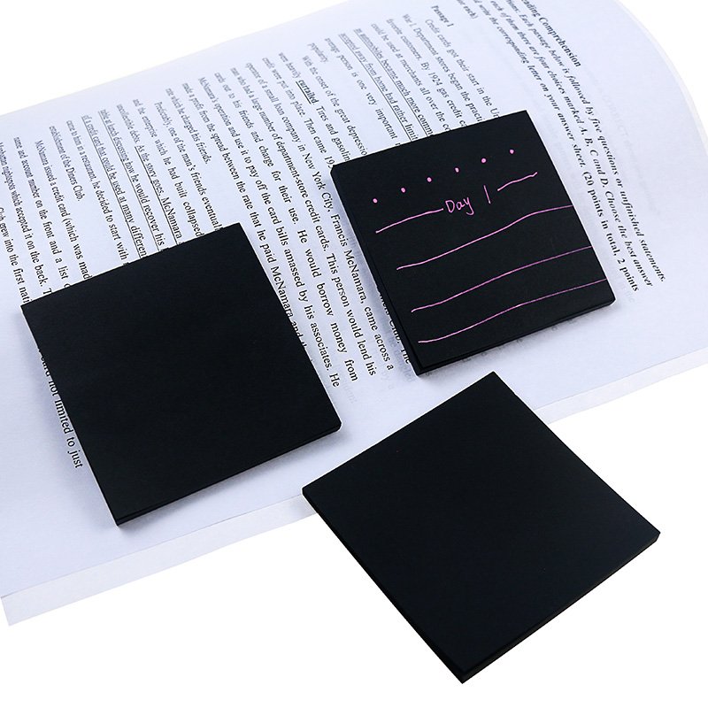 BECOL New Simple Design Mini Notepad Student Memo Pad Creative Black Self-Adhesive Sticky Notes for School/Office