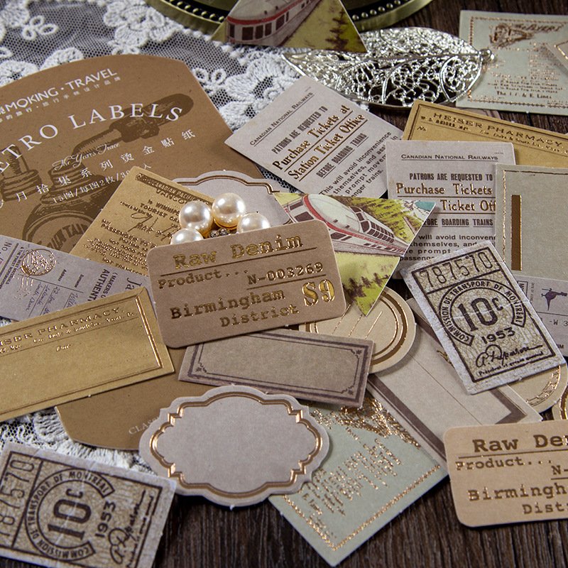 30 Pieces into Bronzing Sticky Note Years Collection Series Vintage Journal DIY Materials Decorative Sticker 8 Models