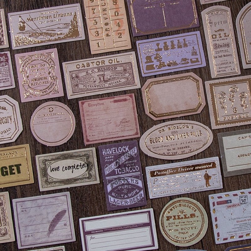 30 Pieces into Bronzing Sticky Note Years Collection Series Vintage Journal DIY Materials Decorative Sticker 8 Models
