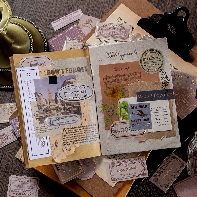 30 Pieces into Bronzing Sticky Note Years Collection Series Vintage Journal DIY Materials Decorative Sticker 8 Models