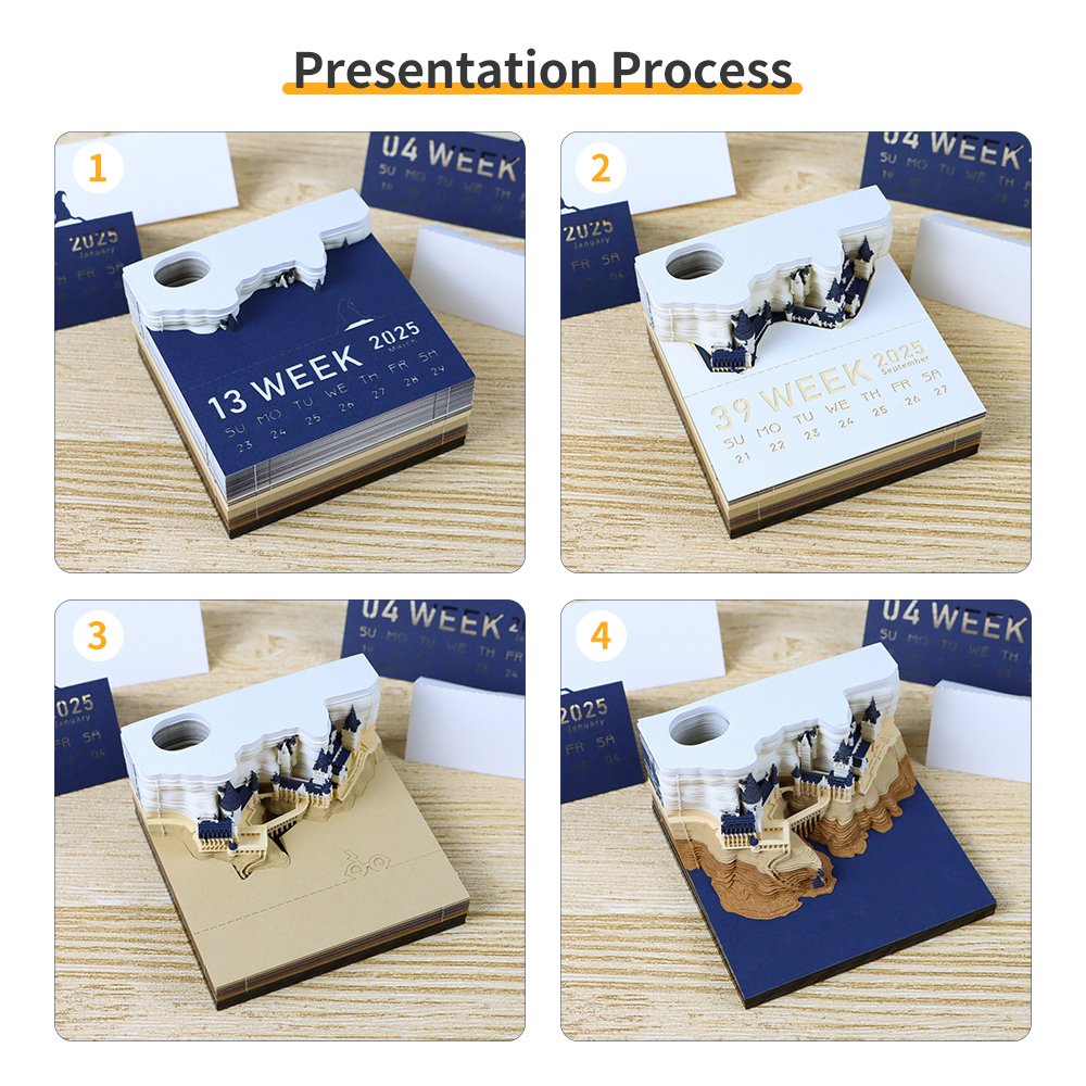 Drop shipping Available 2025 Hary Potter Hogwarts Castle Calendar Cooperative Deck Decoration Paper Memo Pad 3D Paper Memo Cube