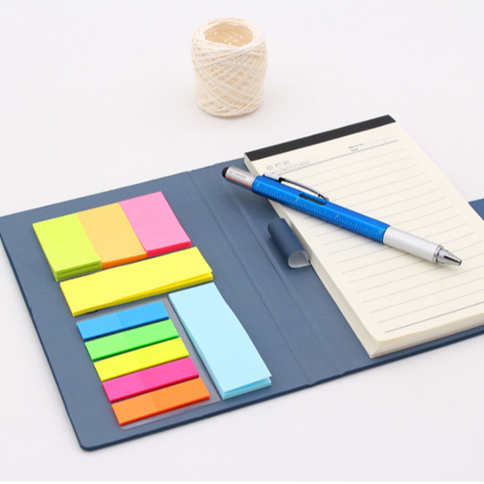 Wholesale Custom Pu Leather Cover Notepads Promotional Sticky Notes Memo Pad With Logo Printed