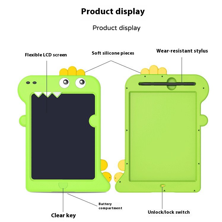 ABLE notepad 10 inch multi color rechargeable LCD Handwriting tablet Dinosaur color Custom stationery lcd writing pad 12 inch