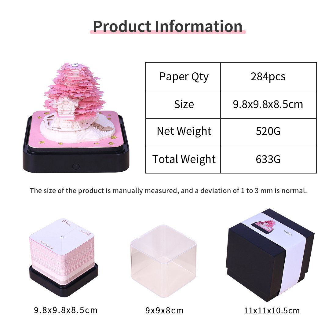 Customizable 3D Paper Carving Craft Creative Memo Pad with Unique 3D Shapes for Favor Christmas And New Year