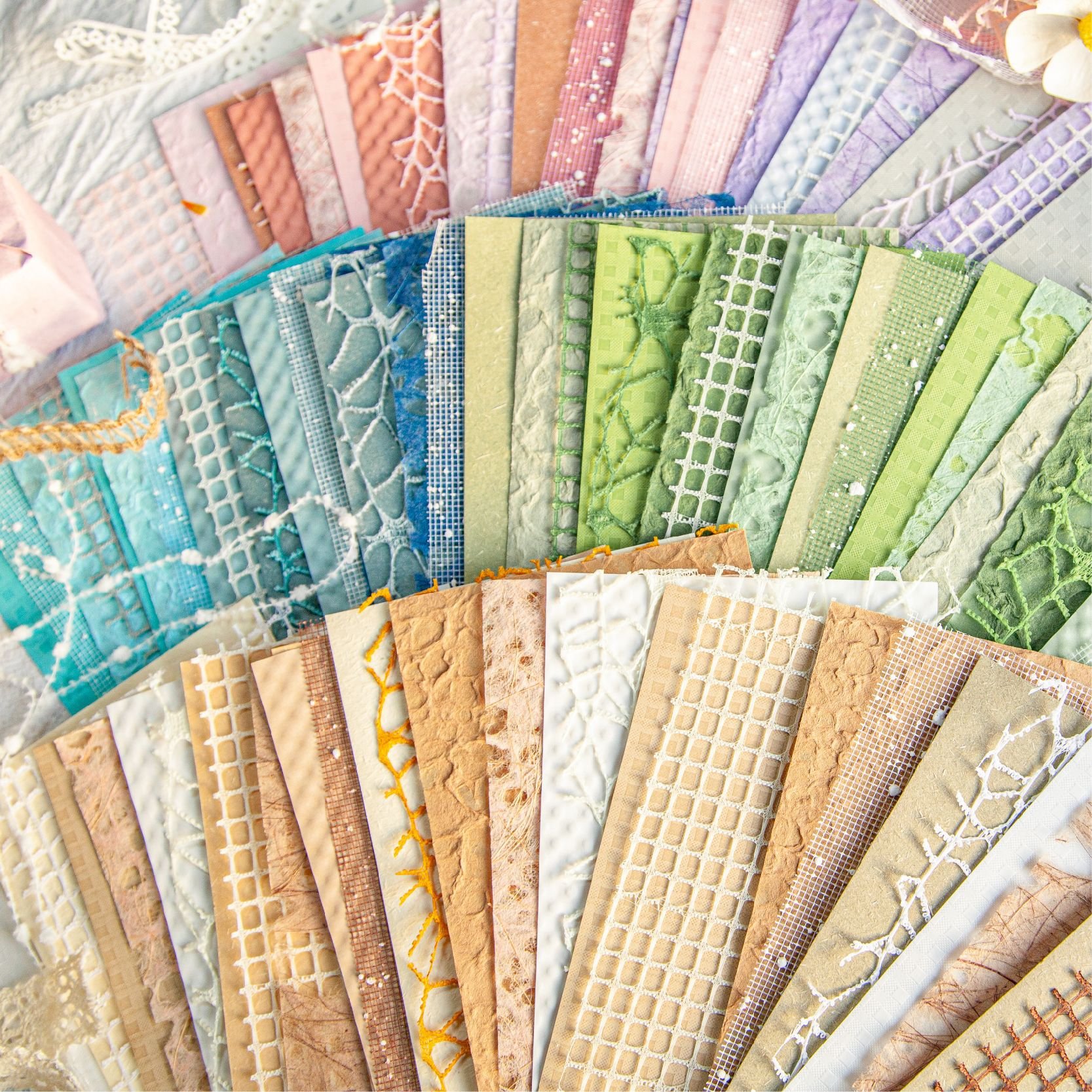 16 Pieces/Pack Material Paper Cloud Yarn Series Romantic Hollow Mesh Handnet Decoration Material 6 Styles