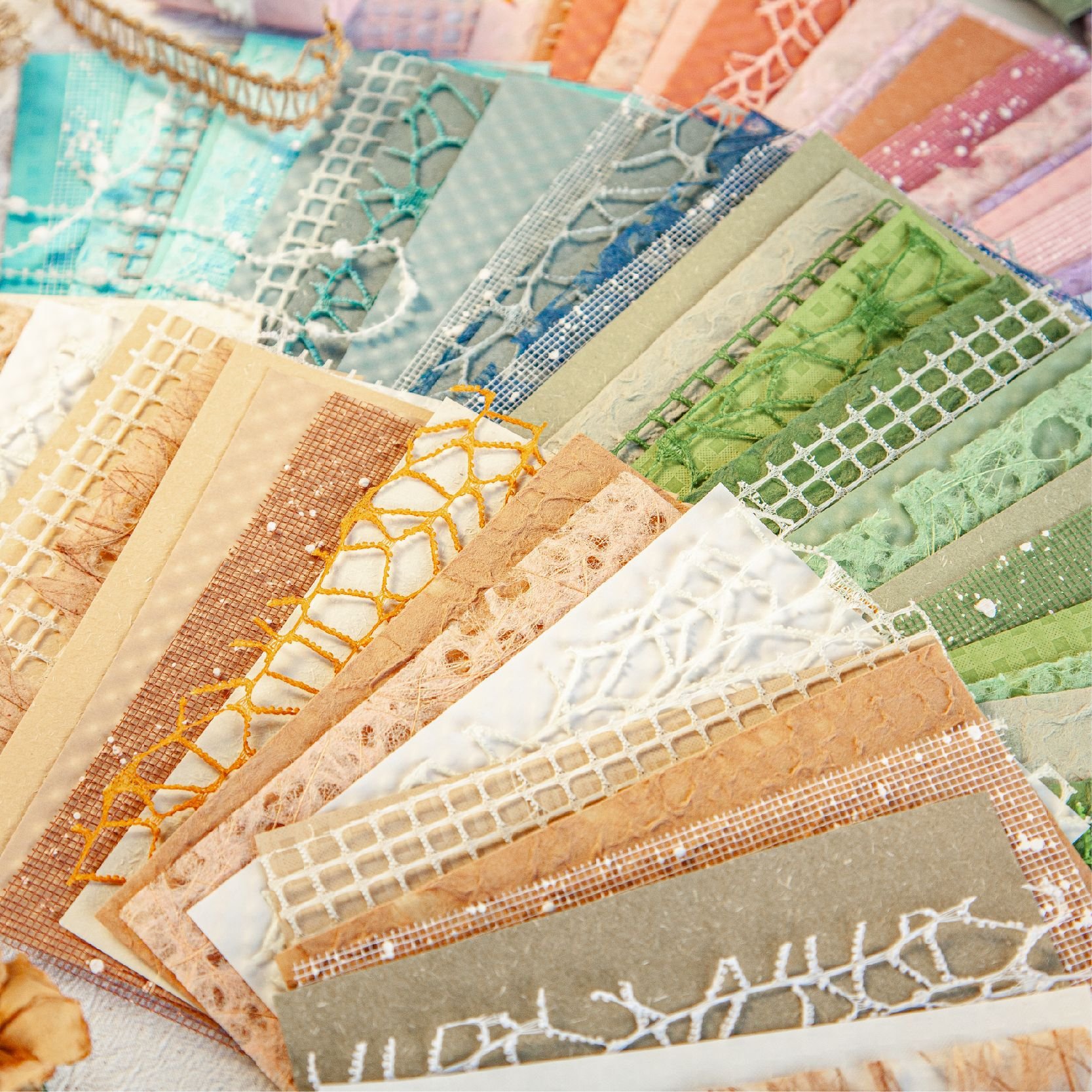 16 Pieces/Pack Material Paper Cloud Yarn Series Romantic Hollow Mesh Handnet Decoration Material 6 Styles