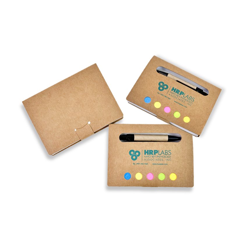 2024 Eco Kraft Cover Custom Printed Sticky Memo Notes Office Stationery Set Sticky Note Pads with Pen