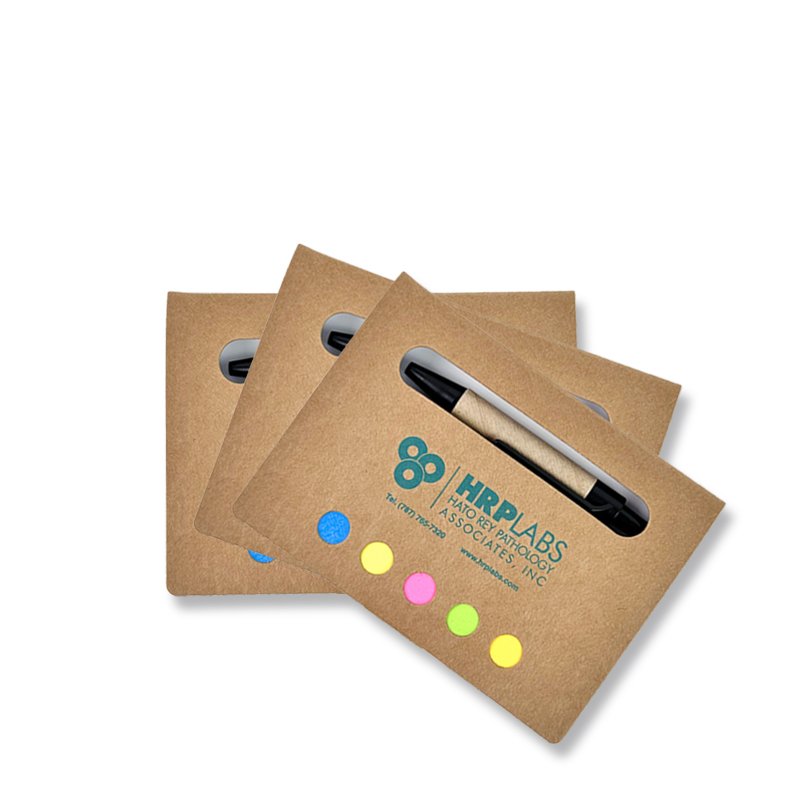 2024 Eco Kraft Cover Custom Printed Sticky Memo Notes Office Stationery Set Sticky Note Pads with Pen