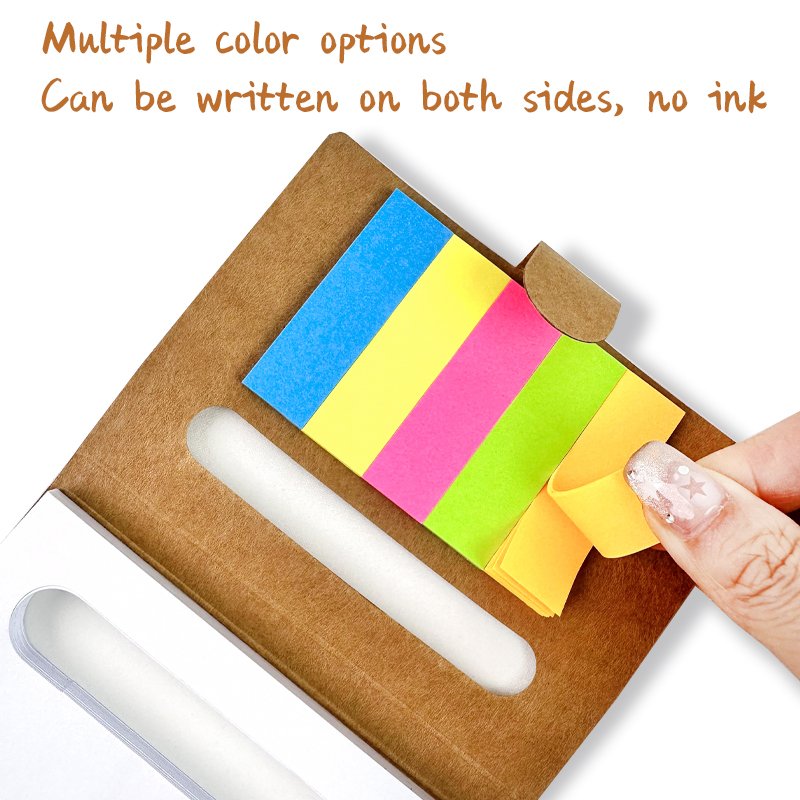 2024 Eco Kraft Cover Custom Printed Sticky Memo Notes Office Stationery Set Sticky Note Pads with Pen