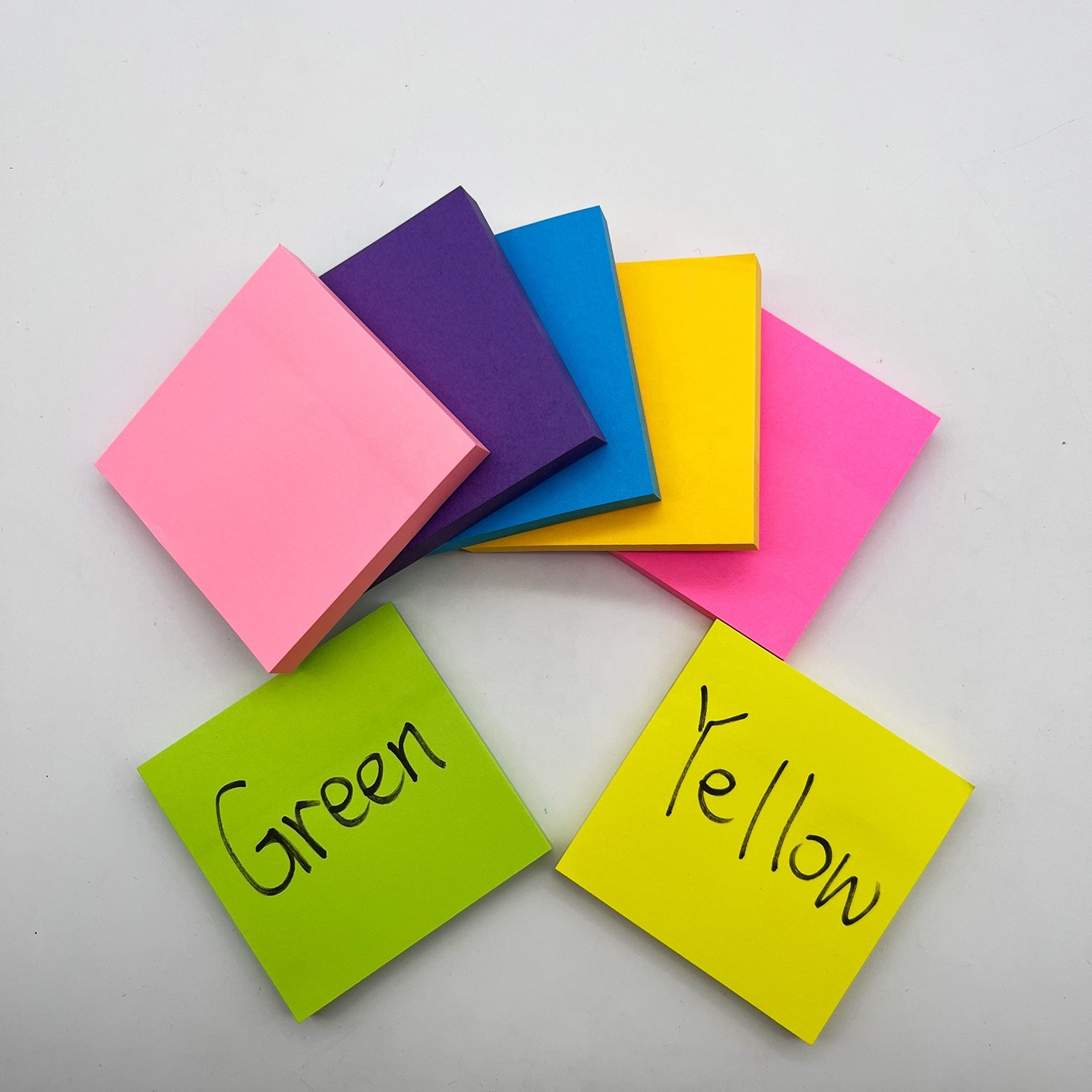 3 X 3 Inches 7 Colors Message memo Sticky Notes Classic Rainbow Fluorescent Cute memo pad Notepad Custom