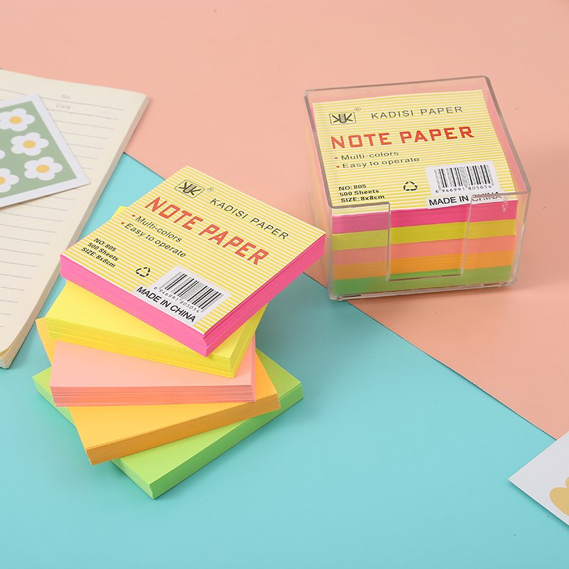 Manufacturer customized with logo memo pads colourful paper cubes non-viscous note pad paper block memo cubes with plastic box
