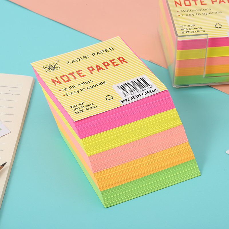 Manufacturer customized with logo memo pads colourful paper cubes non-viscous note pad paper block memo cubes with plastic box
