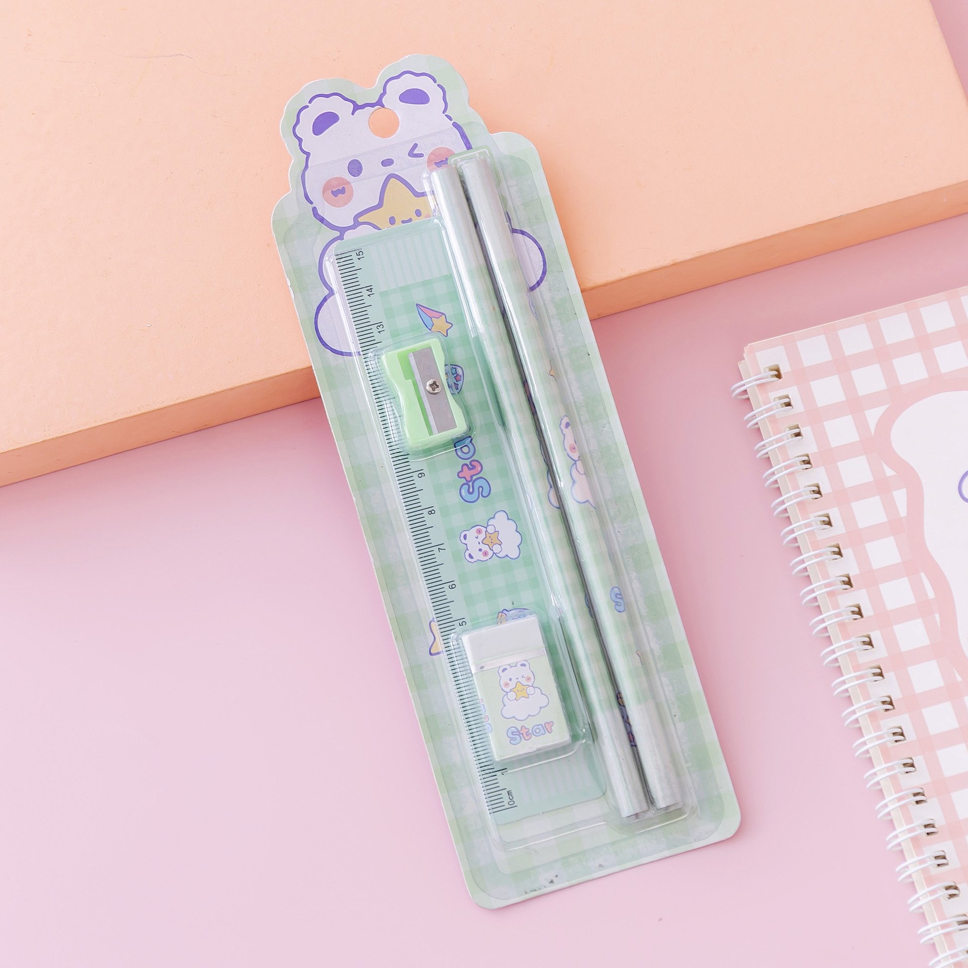 Pencil Set For School Student Writing Drawing Pencil Ruler Eraser Set Stationery School Office Supply For Kids Gift