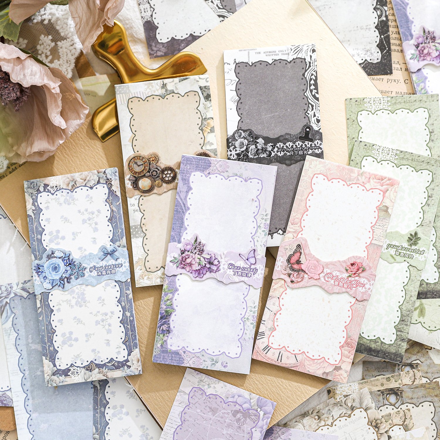30 sheets per pack lace handwritten note series vintage exquisite handbook DIY material decoration bottoming 6 models