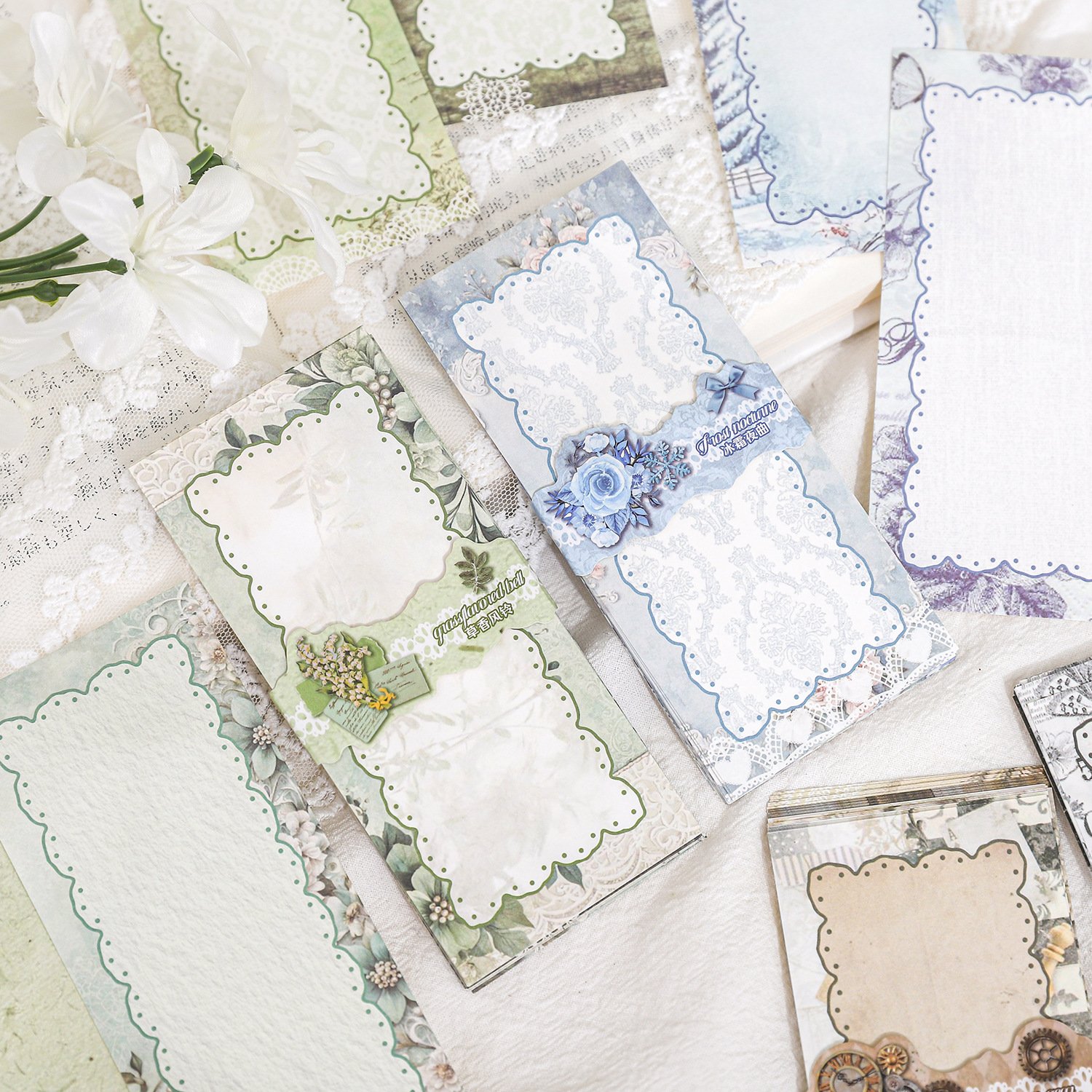 30 sheets per pack lace handwritten note series vintage exquisite handbook DIY material decoration bottoming 6 models